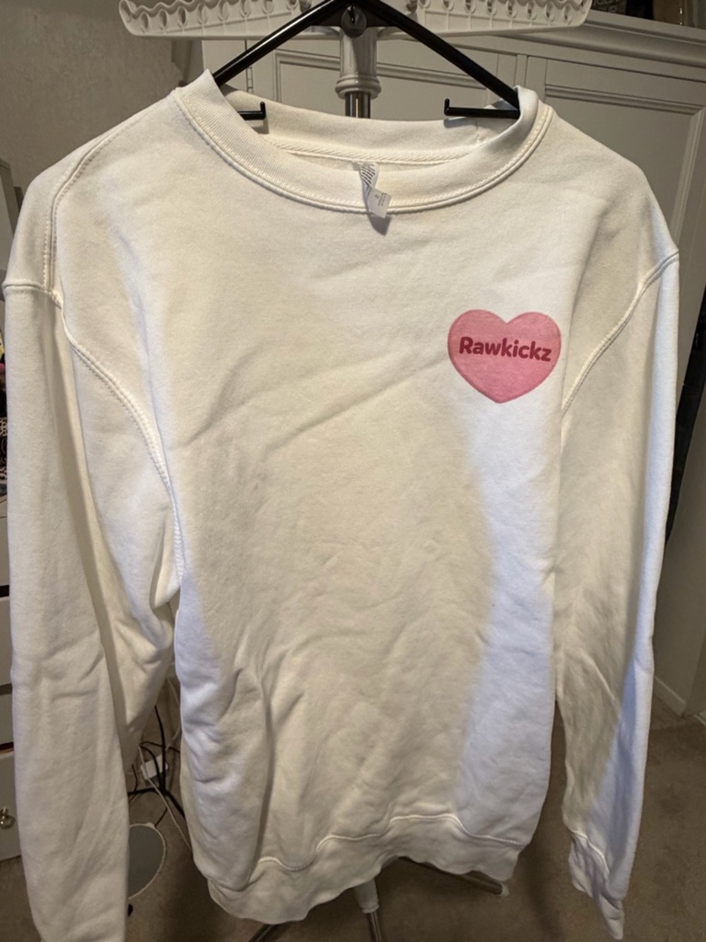 Rawkickz Heart Logo White Sweatshirt